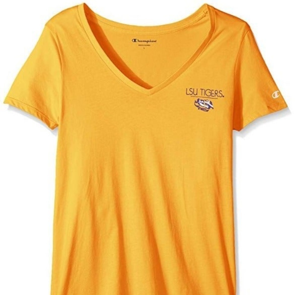 Champion LSU Tiger NCAA Women's V-Neck Gold Tee